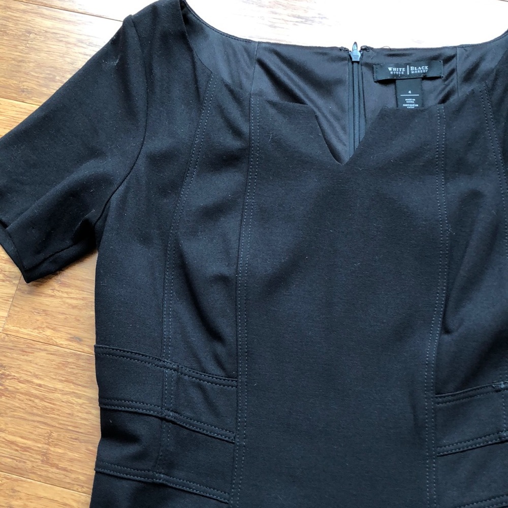 Black short-sleeved dress with A-line skirt - Picture 3 of 5